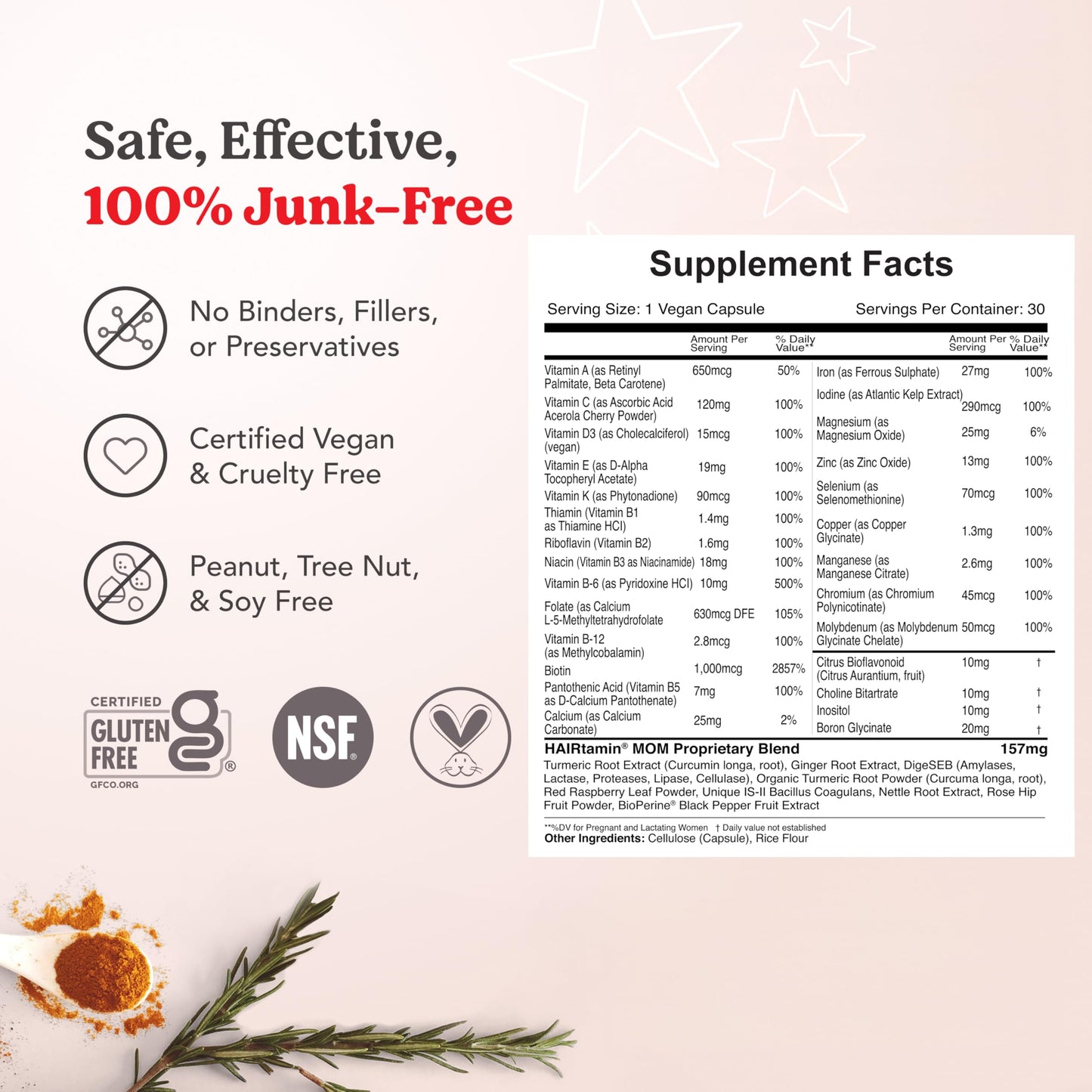 HAIRtamin MOM – Vegan Prenatal & Postnatal Hair Vitamins for Pregnancy & Breastfeeding