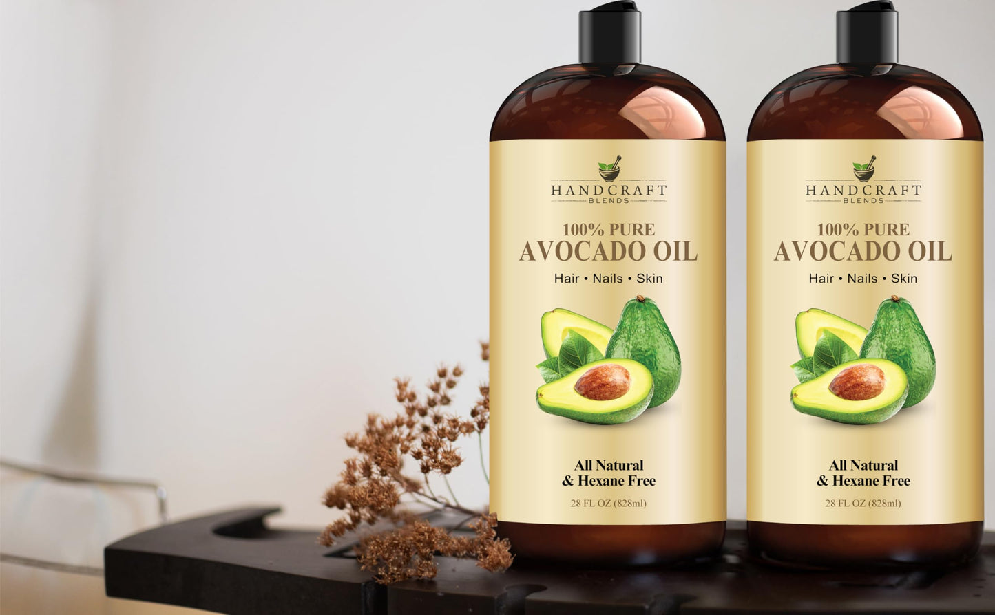 Handcraft Blends Avocado Oil – Cold-Pressed 28 oz | Pure Carrier Oil for Skin & Hair
