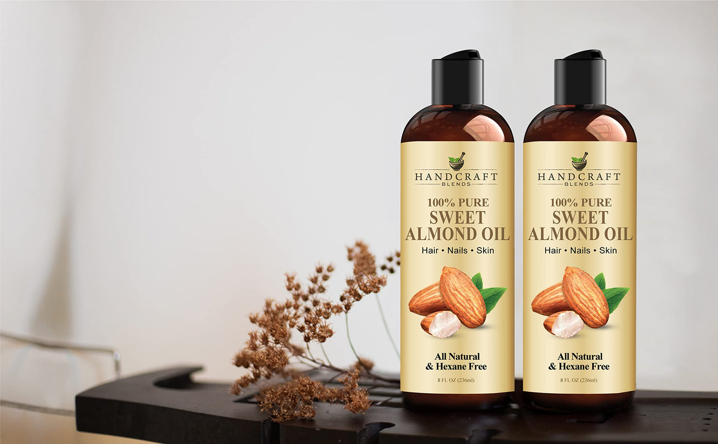 Handcraft Blends Sweet Almond Oil – 8 Fl Oz | 100% Pure & Natural Carrier Oil