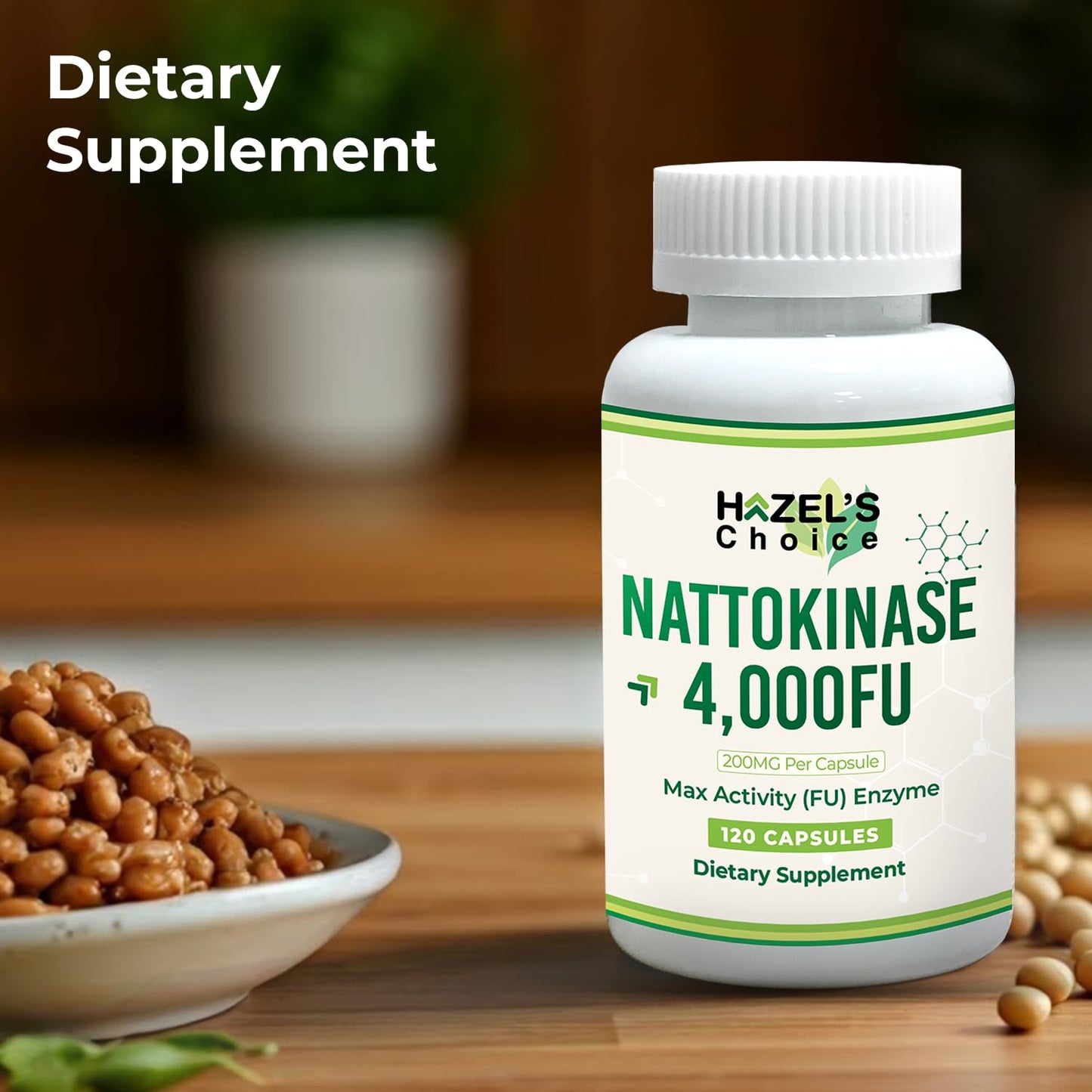 Hazel's Choice Nattokinase 4000 FU – 120 Capsules | 200 mg per Capsule | Non-GMO & Gluten-Free