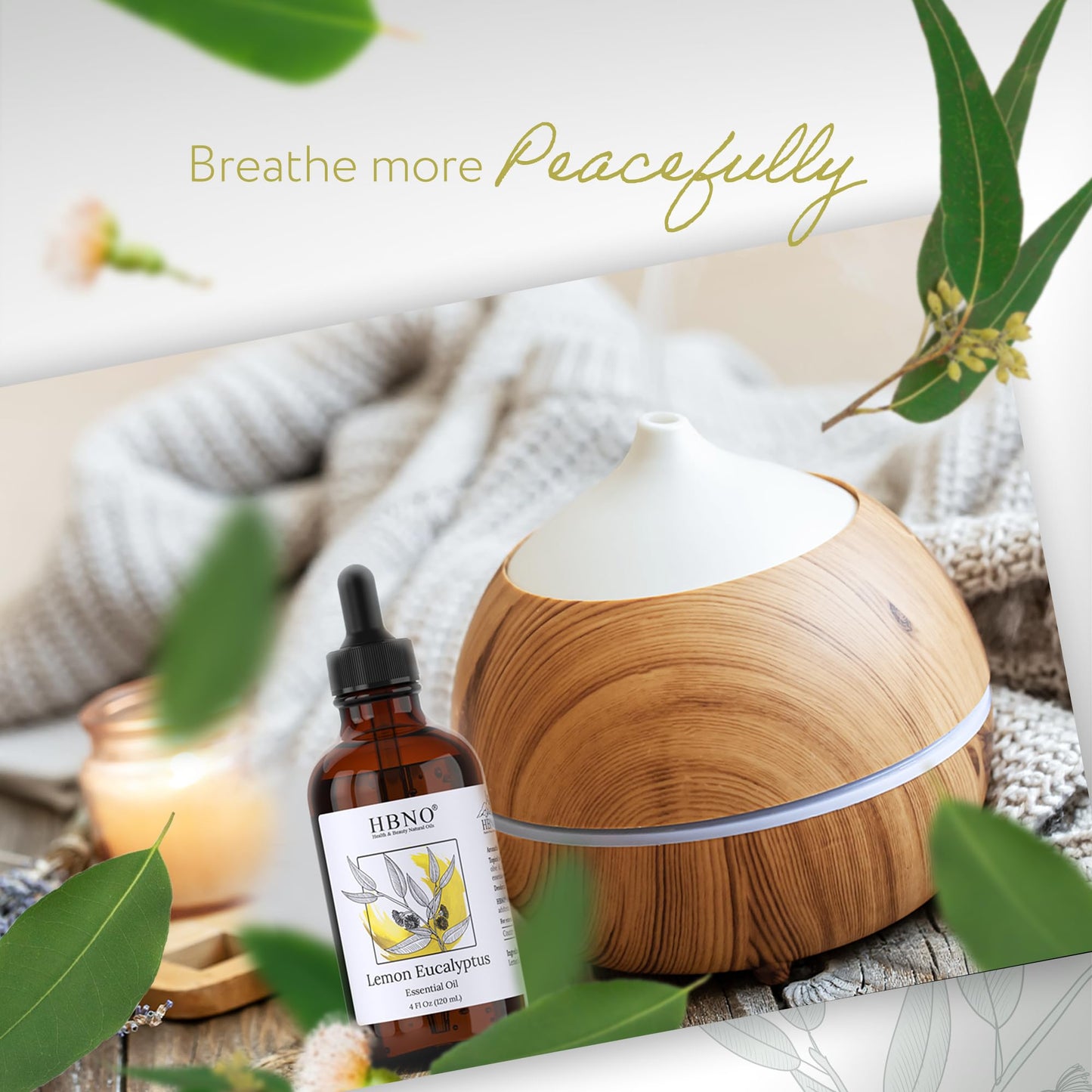 HBNO Lemon Eucalyptus Essential Oil - 4 oz (120 ml) - Natural | Cleaning, Aromatherapy & DIY