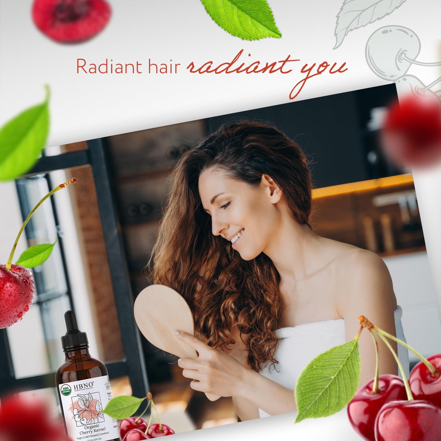 HBNO Organic Cherry Kernel Oil - 4 OZ | Cold-Pressed Carrier Oil for Skin, Hair & DIY