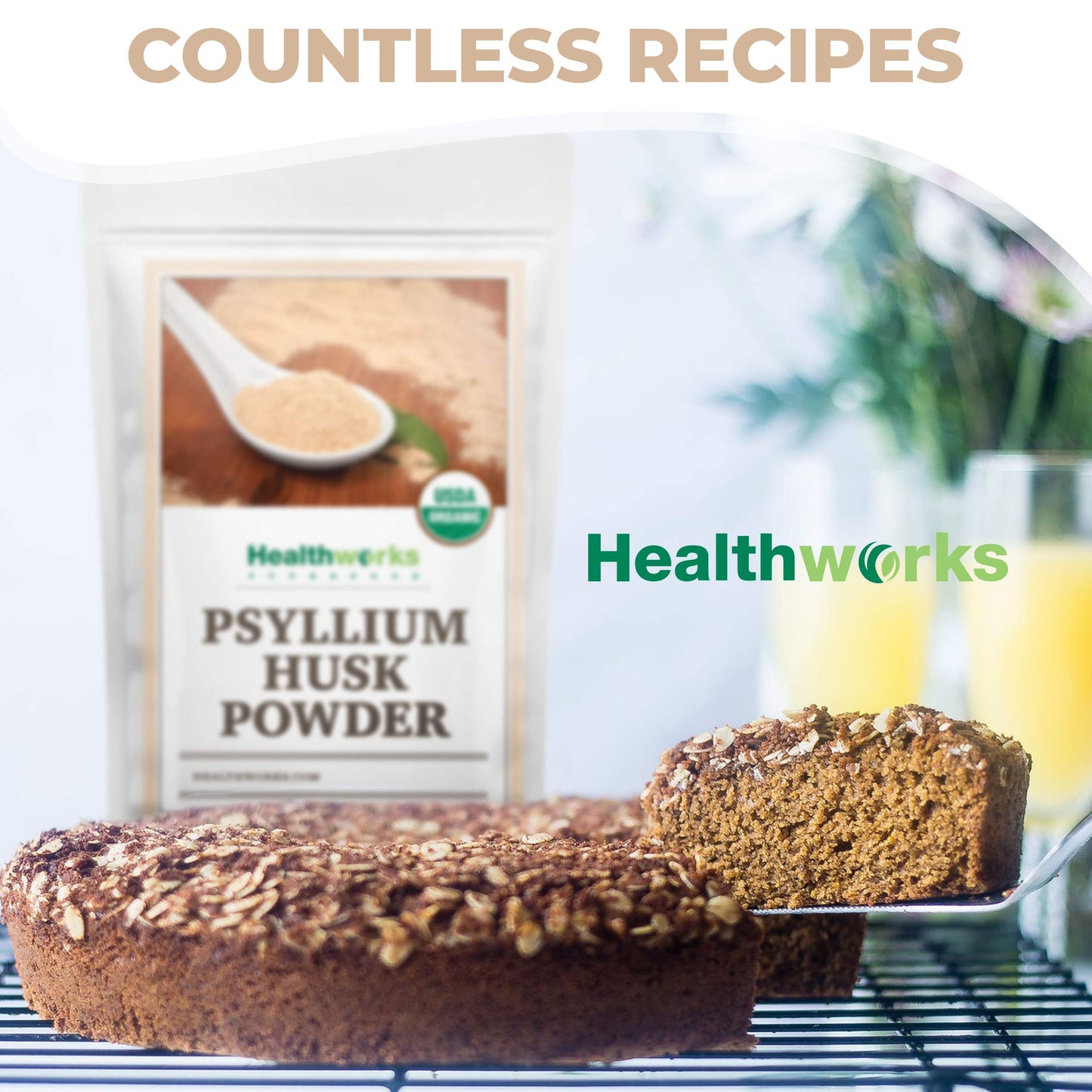 Healthworks Organic Psyllium Husk Powder - 16 oz (1 lb) | Raw, Finely Ground, Keto & Vegan