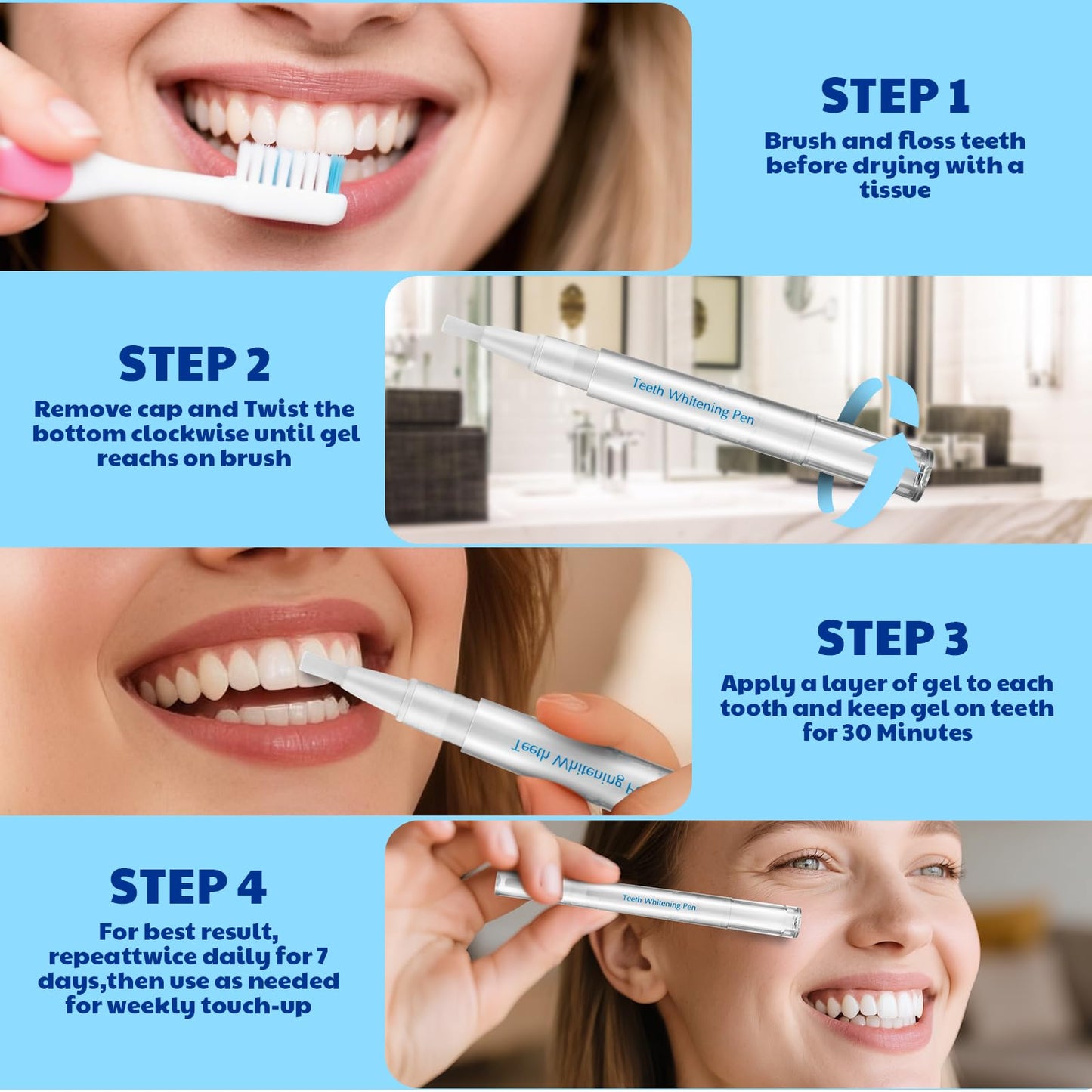 Hedhedhed Teeth Whitening Pen 4-Pack – No Sensitivity, Mint
