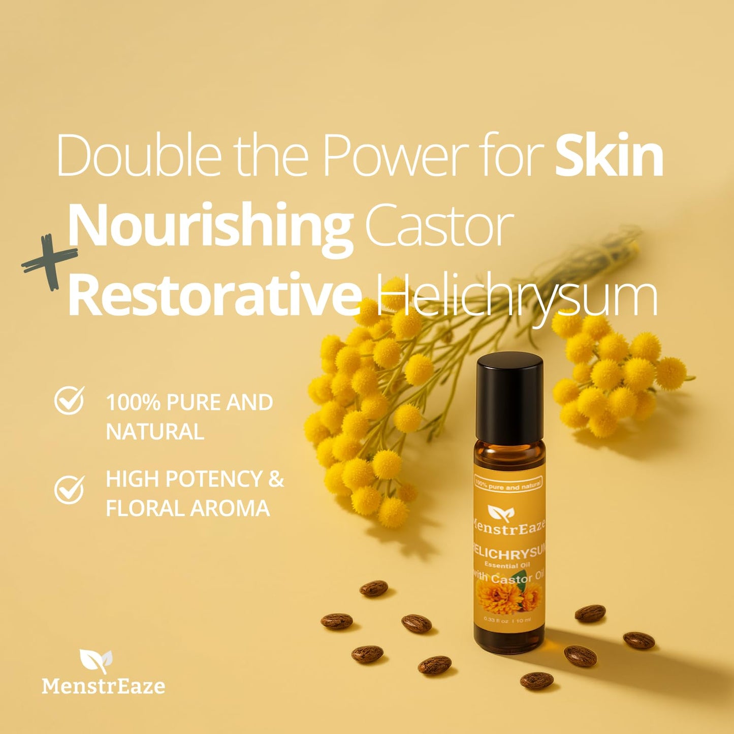 Helichrysum & Castor Oil Roll-On 10ml | High Potency, Acne & Anti-Aging