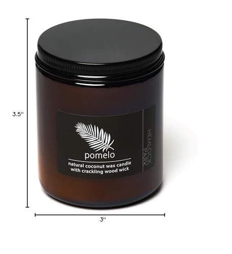 Hemlock Park Crackling Wood Wick Candle – Coconut Wax, Pomelo Citrus (8 oz)