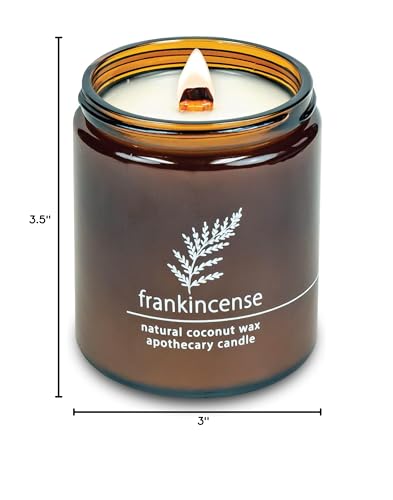 Hemlock Park Crackling Wood Wick Candle – Handcrafted Coconut Wax (8 oz, Frankincense)