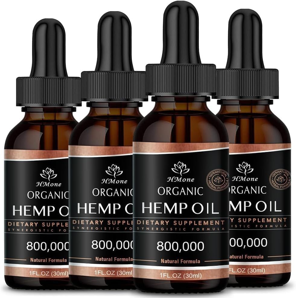 Hemp Oil 4-Pack Maximum Strength – Pure CO2 Extract Drops, 100% Natural