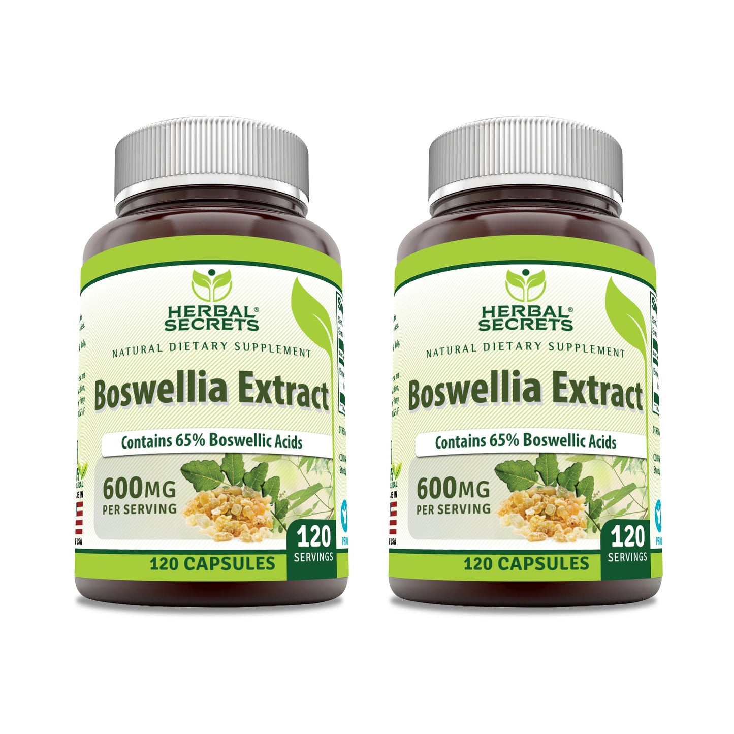 Herbal Secrets Boswellia Serrata Extract 600 mg – 65% Boswellic Acids | Non-GMO, Gluten Free | 2 Pack