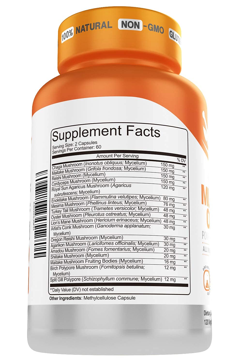 Herbtonics All-in-One Mushroom Supplement for Immune System Support | 120 Vegan Capsules