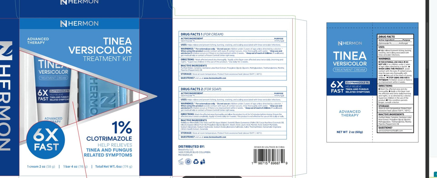 Hermon Tinea Versicolor Treatment Kit – Fast-Acting Cream 2oz & Soap 4oz