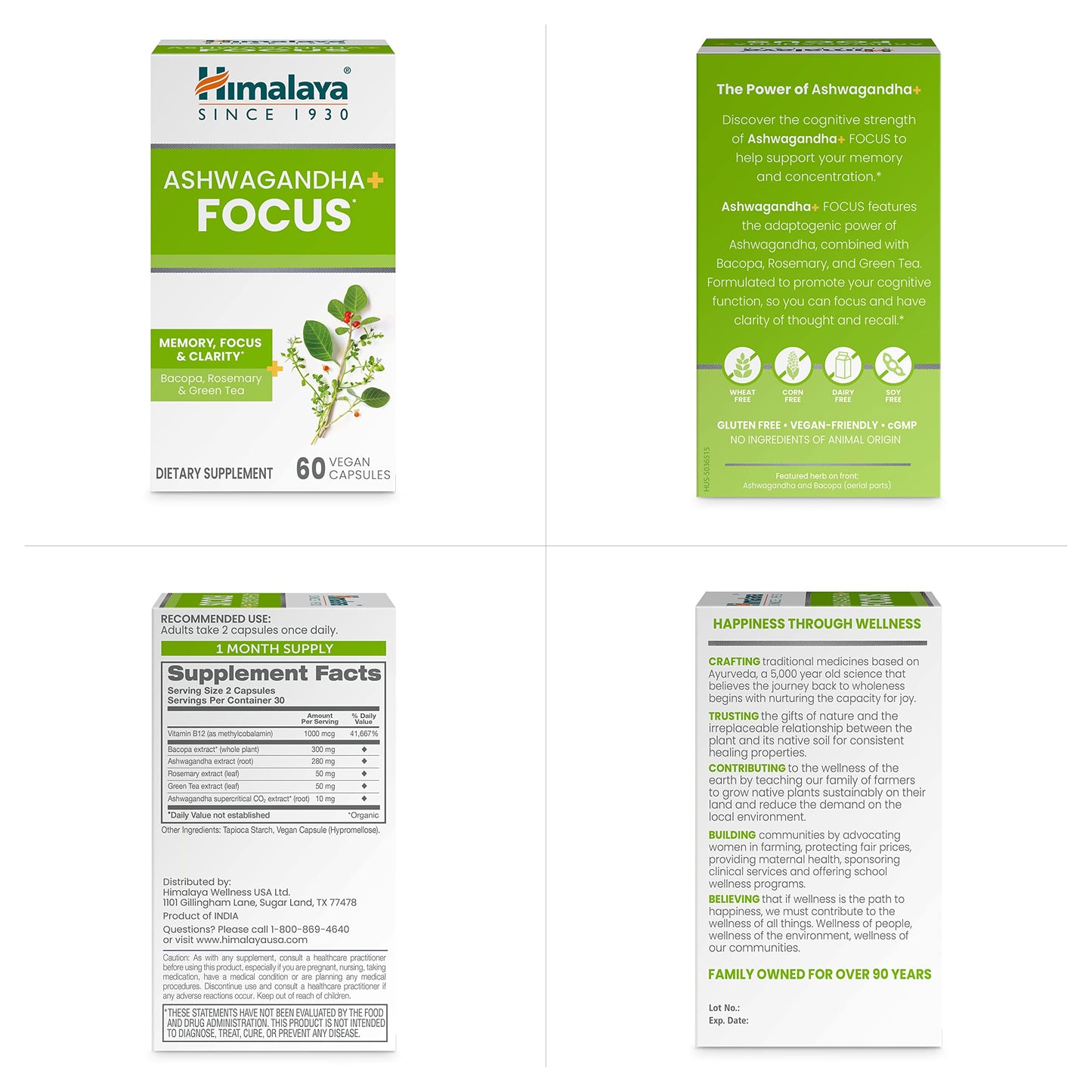Himalaya Ashwagandha+ Focus – Nootropic Memory & Clarity (Vegan, Non-GMO)