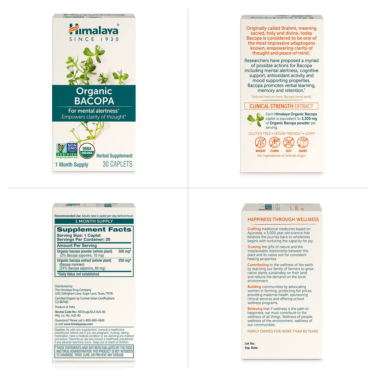 Himalaya Bacopa Monnieri Nootropic – Organic Mind Support, 750 mg, 60 Caplets BritishVita | Premium UK Vitamins & Wellness Supplements