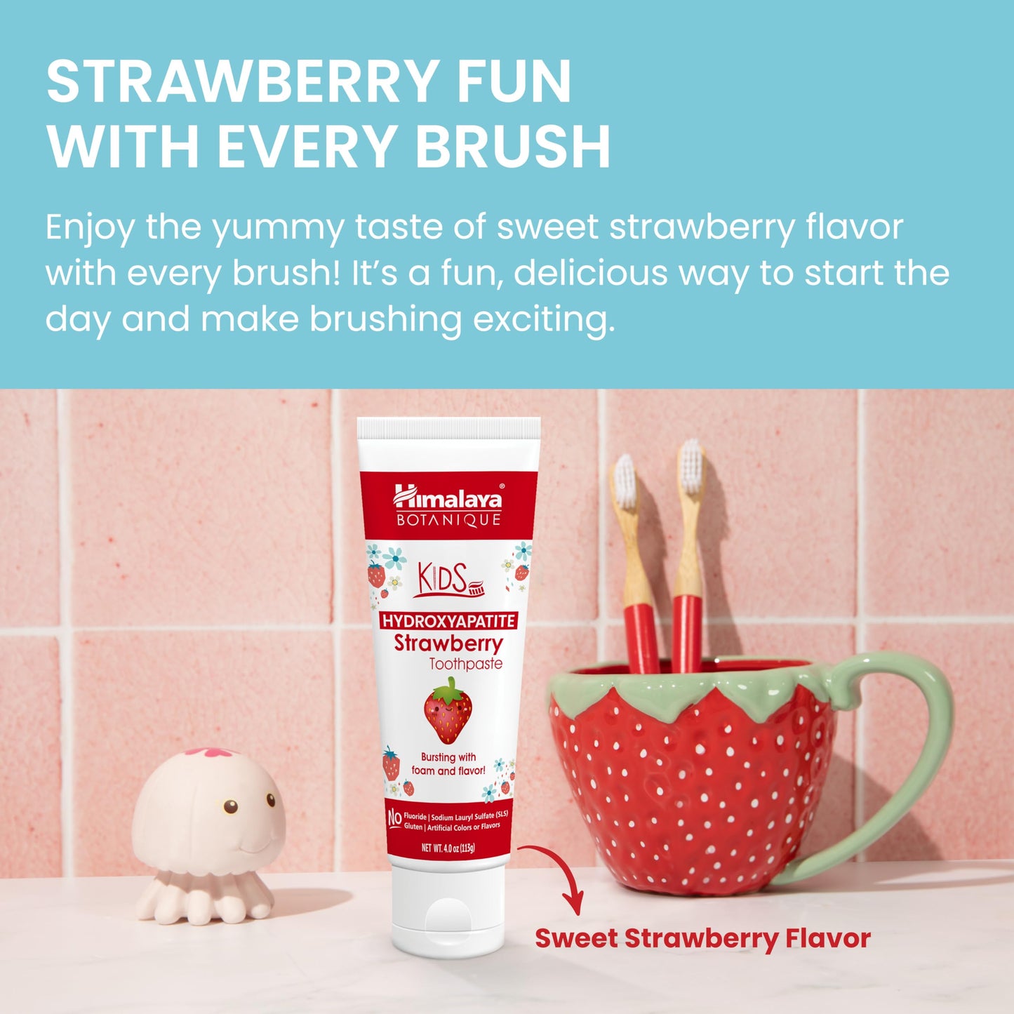 Himalaya Botanique Kids Hydroxyapatite Toothpaste – Strawberry, 4 oz, Fluoride-Free