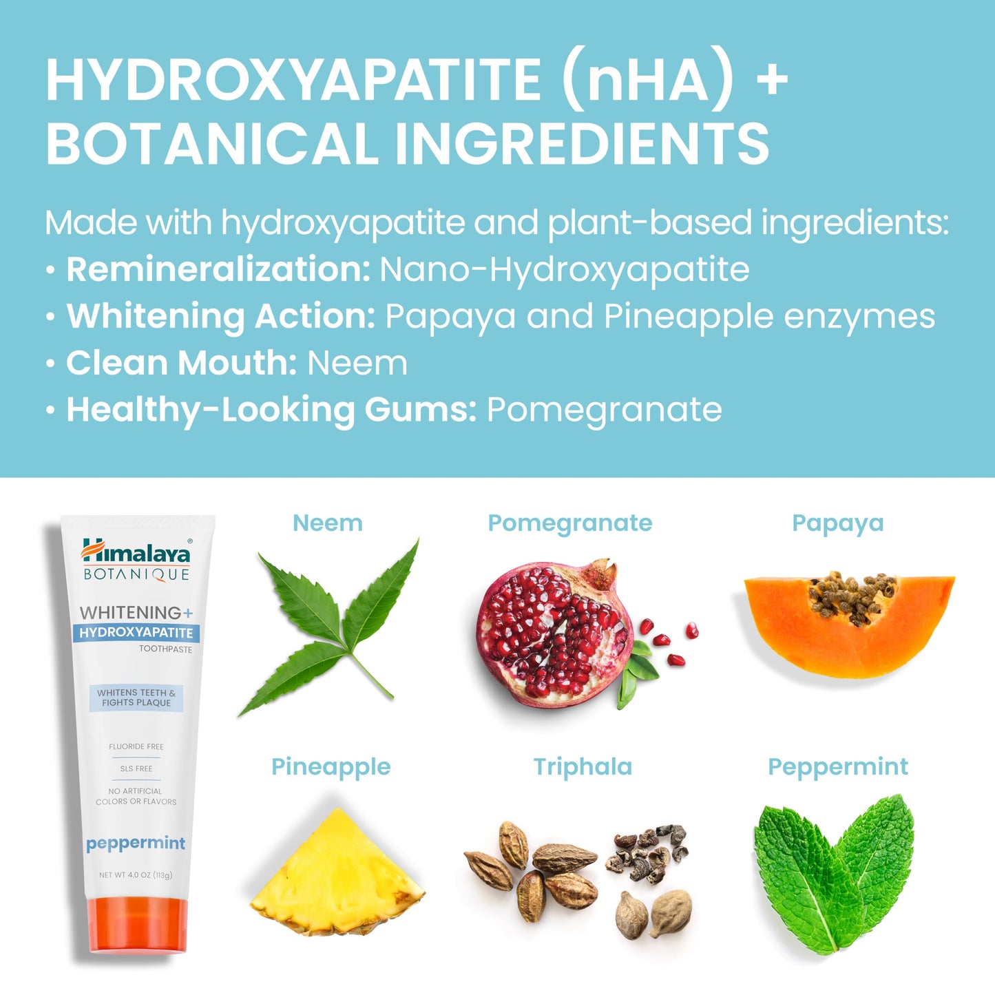 Himalaya Botanique Whitening Toothpaste with Nano Hydroxyapatite - Peppermint, 4 oz