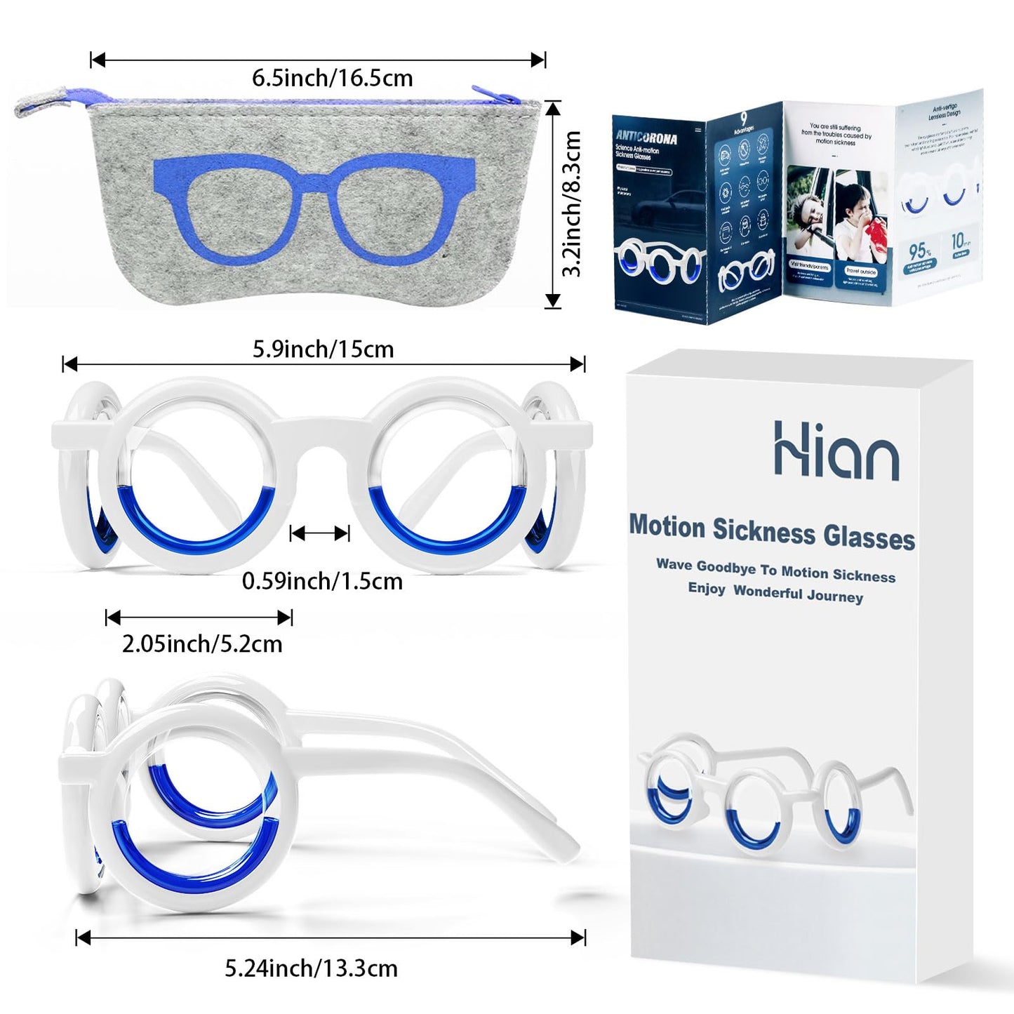 Hion Motion Sickness Glasses — Ultra-Light, Travel-Ready Relief (2 Pairs)