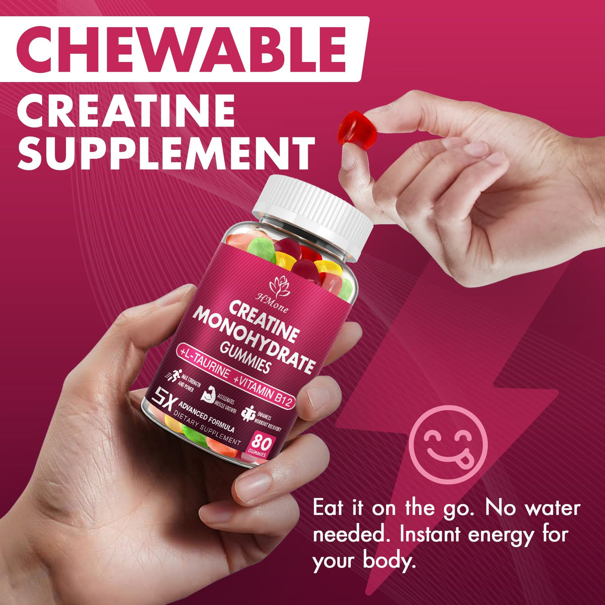 HMone Creatine Monohydrate Gummies – 5g per Serving (Creapure), 160 Count, Vegan & Sugar Free BritishVita | Premium UK Vitamins & Wellness Supplements