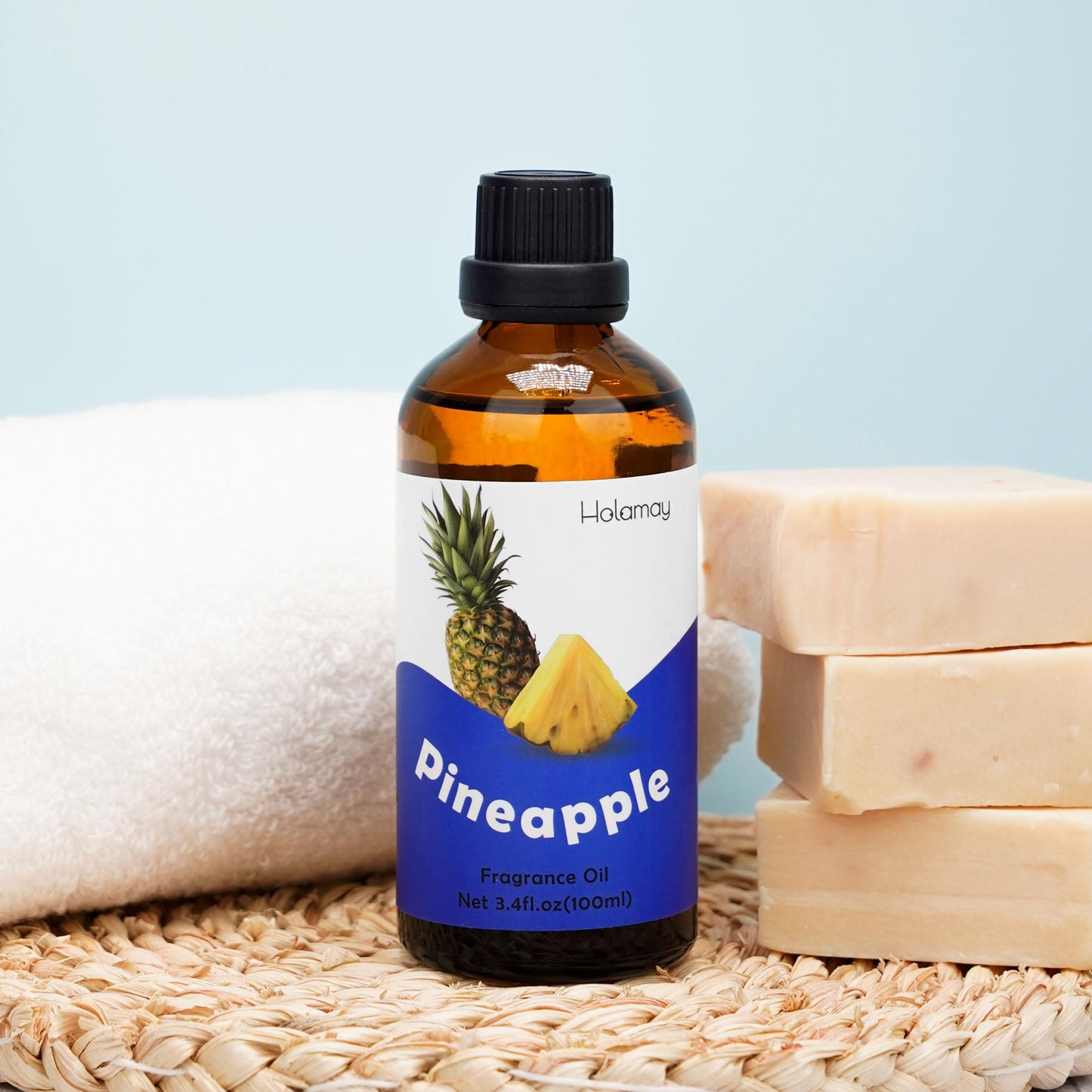 Holamay Pineapple Fragrance Oil – 3.4 fl oz / 100 ml | Premium Candle & Soap Scent