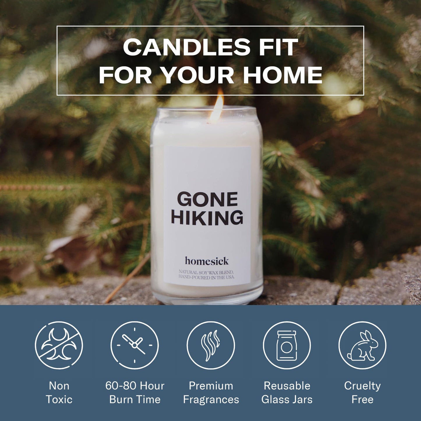 Homesick Gone Hiking Scented Candle – 13.75 oz, Pine, Jasmine & Sandalwood
