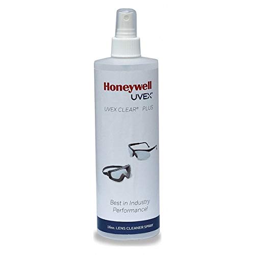 Honeywell Uvex Lens Cleaning Solution 16 oz with Pump – Quick-Acting Safety Glasses Cleaner