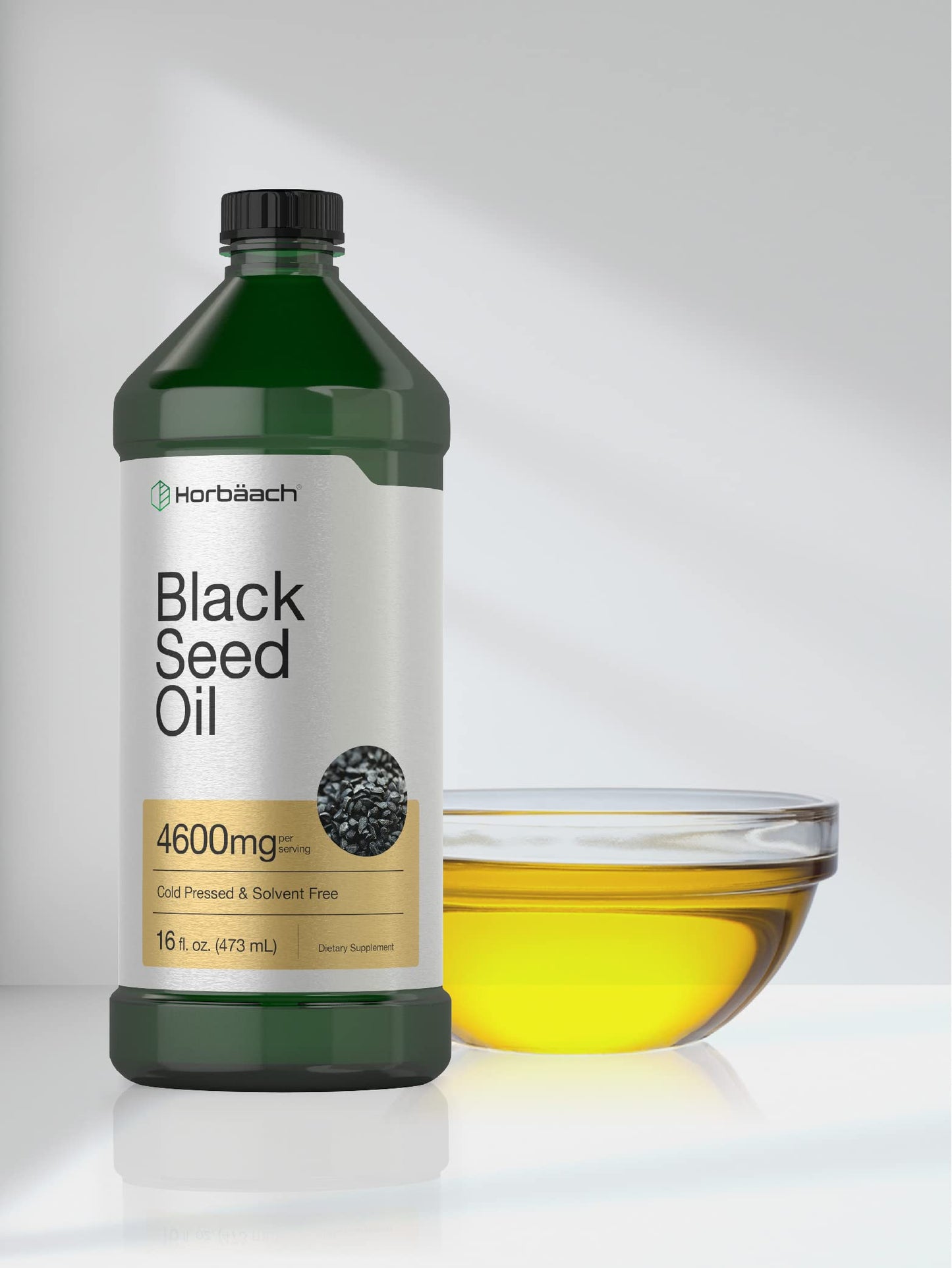 Horbäach Black Seed Oil Liquid 16oz – 4600mg | Cold Pressed Nigella Sativa, Vegetarian & Non-GMO