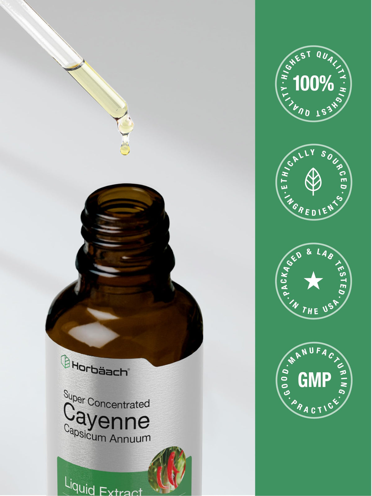 Horbäach Cayenne Pepper Tincture | 2 fl oz Liquid Extract | Vegetarian, Alcohol Free | Non-GMO, Gluten Free Supplement BritishVita | Premium UK Vitamins & Wellness Supplements