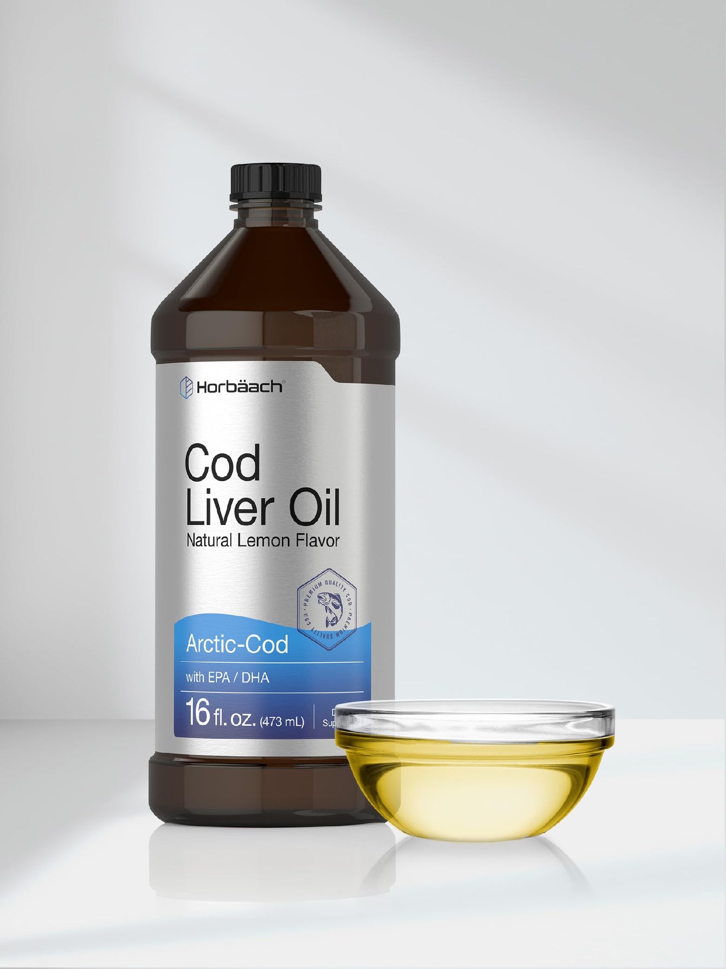 Horbäach Arctic Cod Liver Oil with EPA/DHA - 2 x 16 oz Lemon