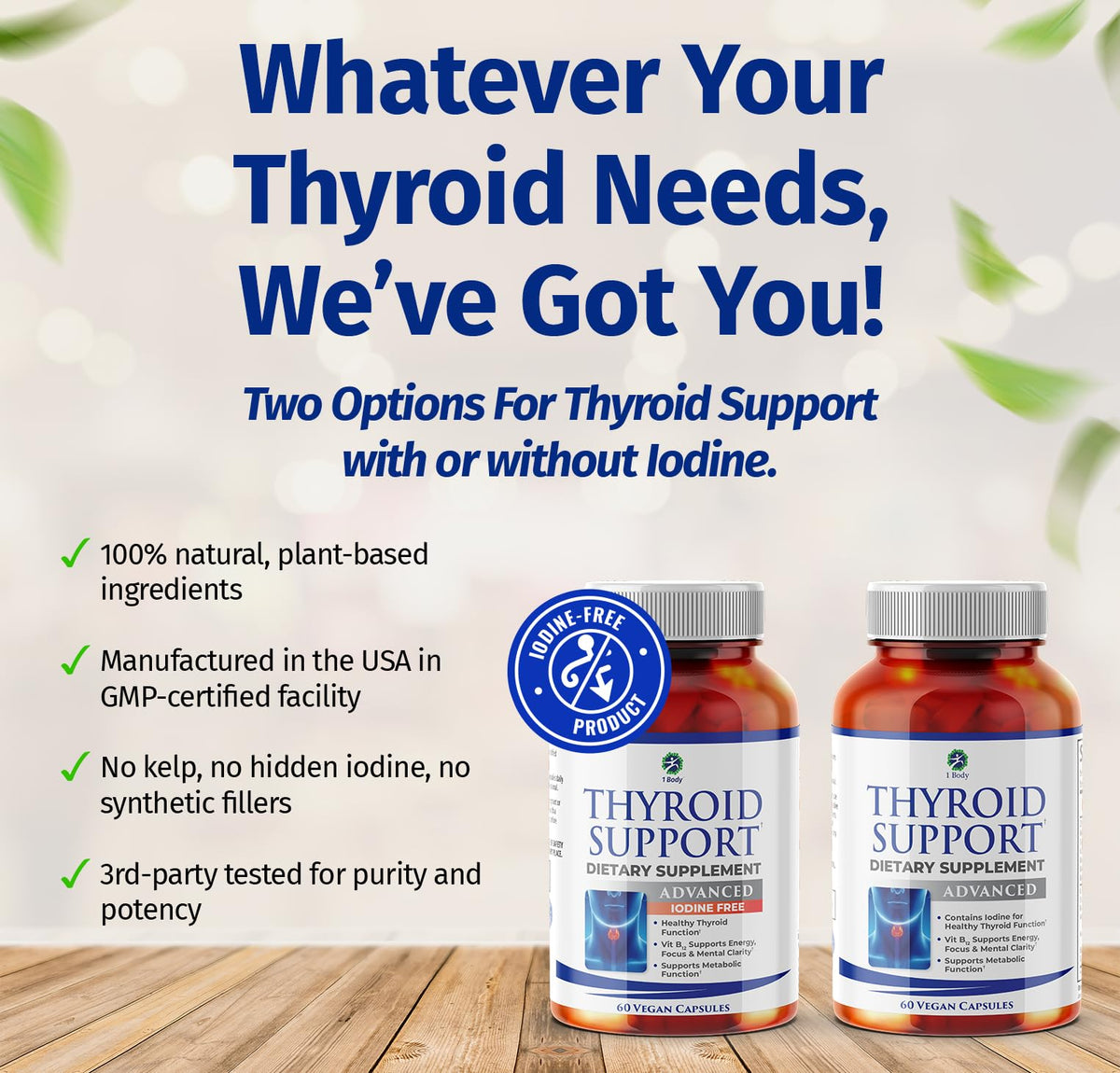 1 Body Thyroid Support Iodine-Free Supplement (60 Count) - Pack of 1 BritishVita | Premium UK Vitamins & Wellness Supplements