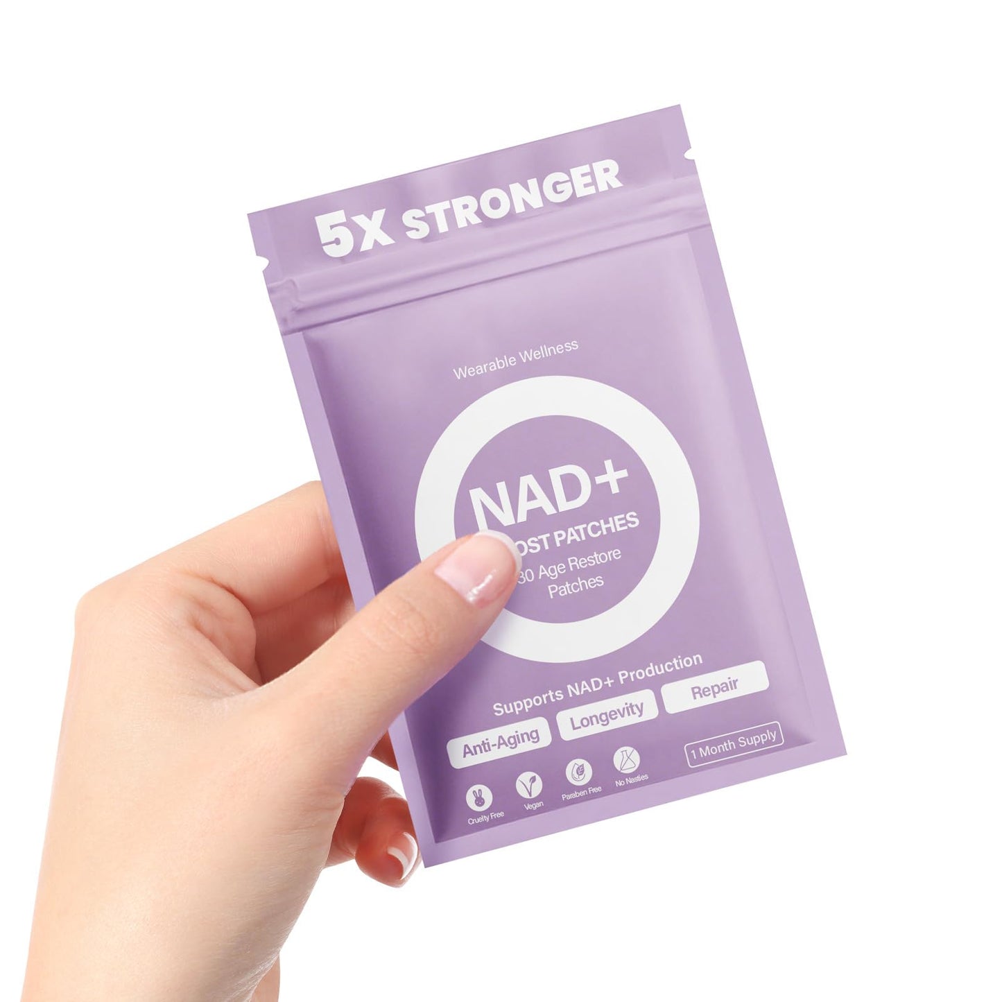 huangirl NAD+ Patches | NAD 60 Patches for Women | 8-Hr Time-Release Wellness Patch with NMNH, Resveratrol, Nicotinamide Riboside, NAC, Hyaluronic Acid, CoQ10 | Enhanced Absorption