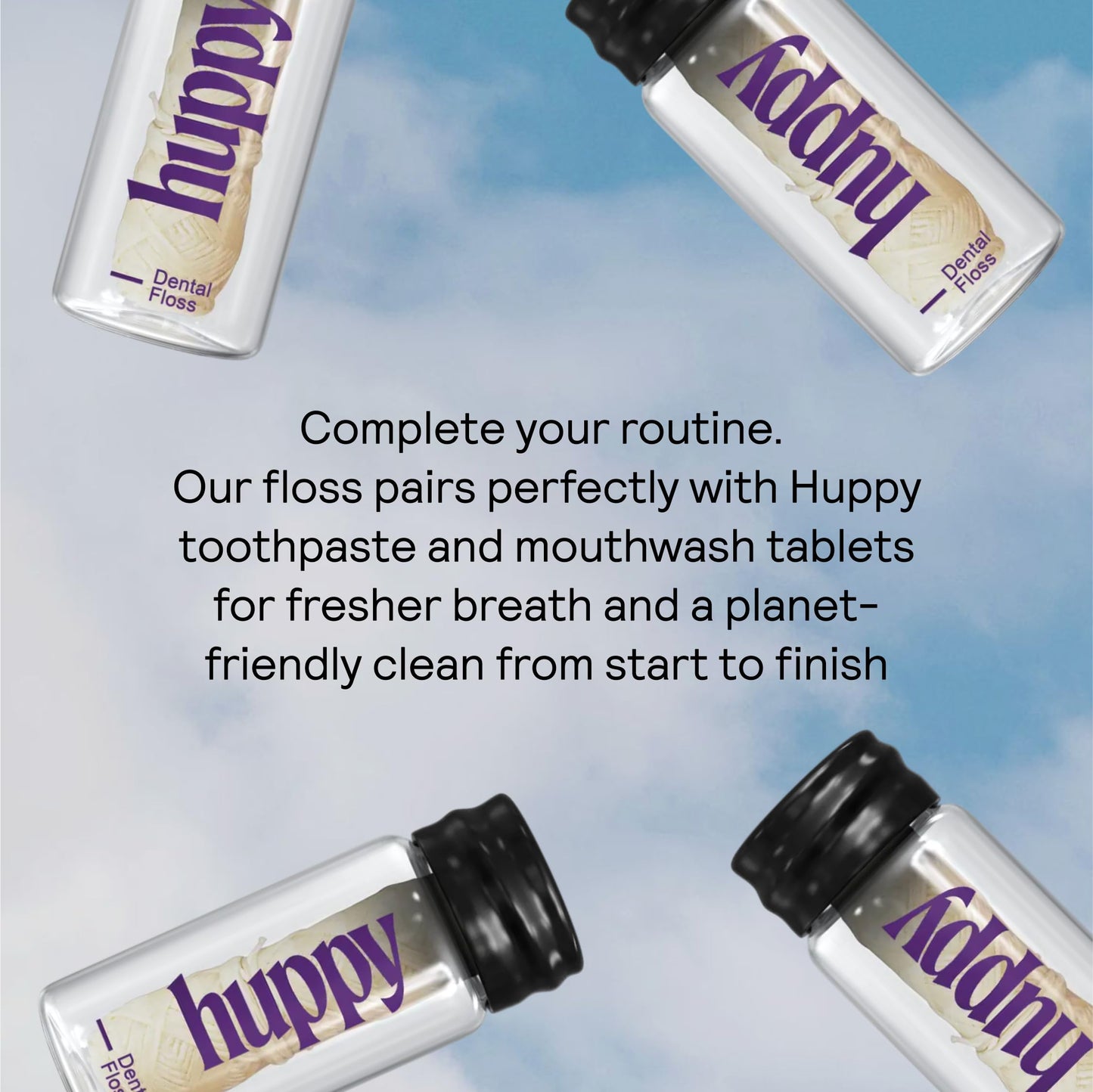 HUPPY Plastic-Free Vegan Dental Floss – Compostable, Refillable Jar