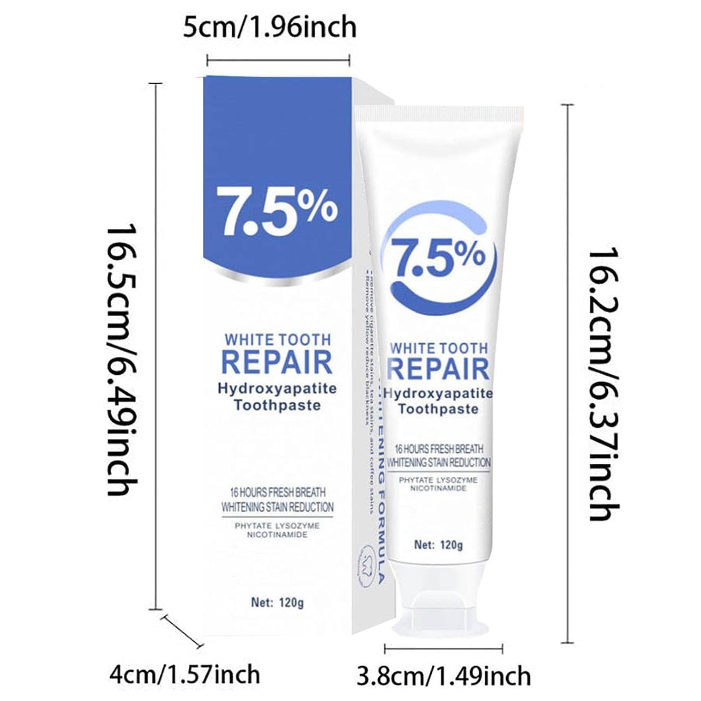 7.5% Hydroxyapatite Toothpaste - Fluoride-Free Whitening, Gentle Mint (2pcs)