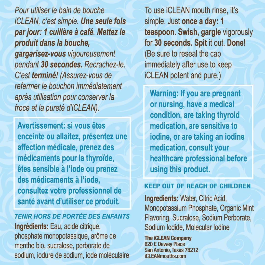iCLEAN Mouthwash - Fluoride & Alcohol-Free Rinse | Harness The Power of Iodine | Molecular Iodine Mouth Rinse for Clean Oral Care | Gargle for Bad Breath & Oral Wellness | Cleans Where Others Can't