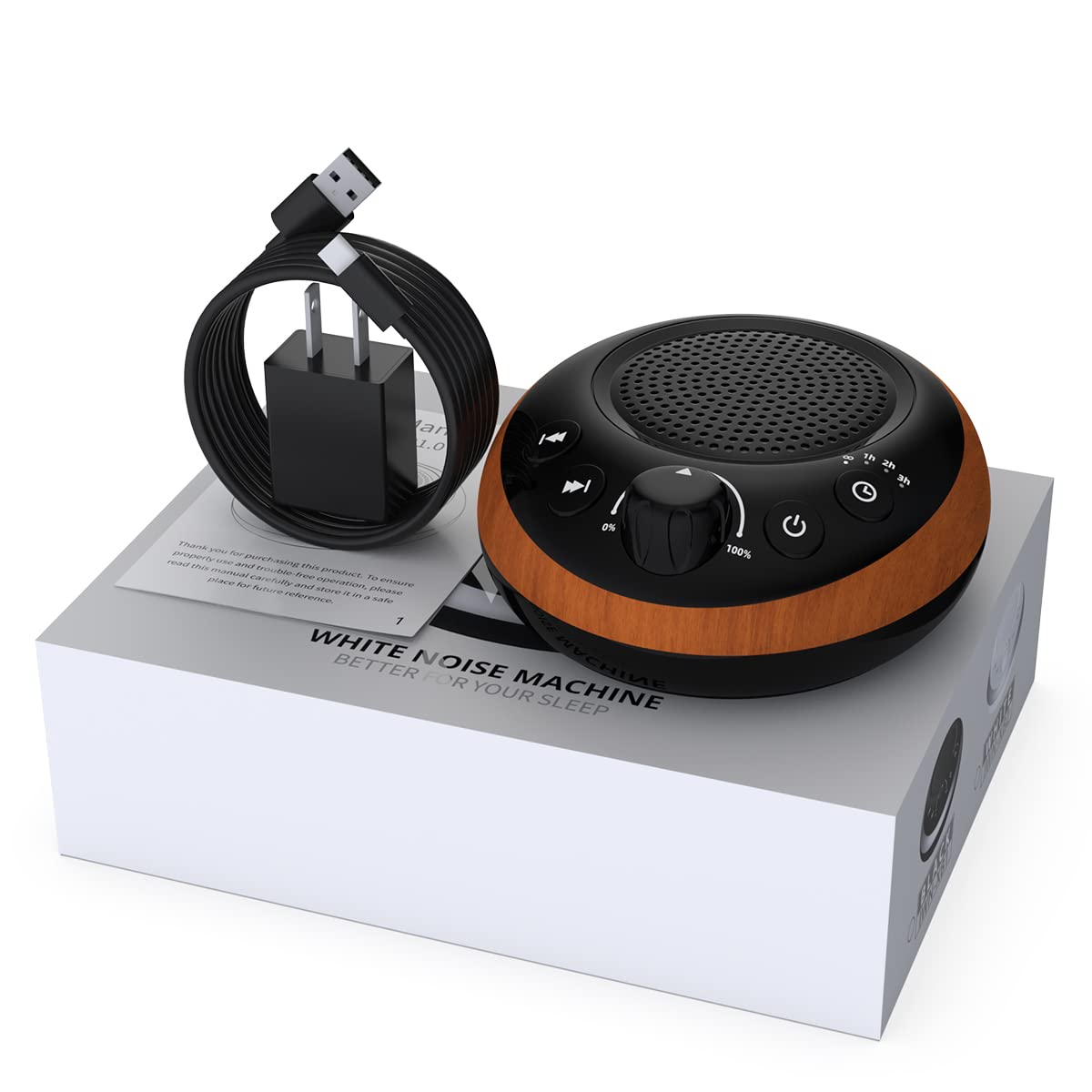iDealSleep Sound Brown Noise Machine – 30 Soothing Sounds, 36-Level Volume, Auto-Off Timer, Memory