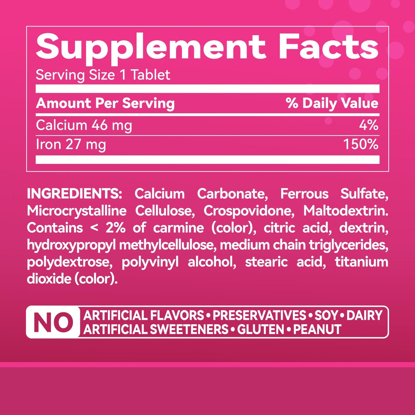 Inner Brightness Iron Supplement - 27 mg Iron for Women, 100 Tablets