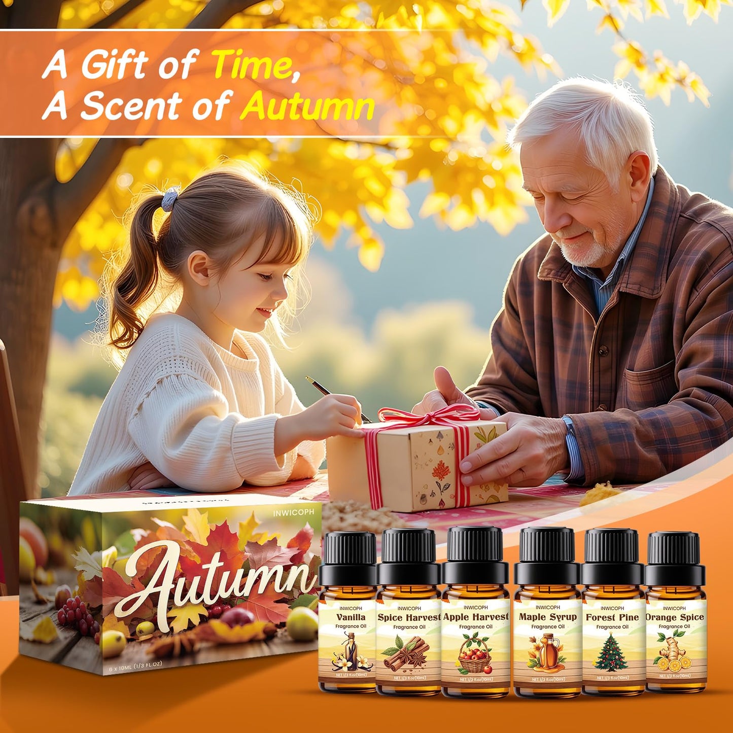 INWICOPH Autumn Fragrance Oils Set | 6x10ml Fall Scents for Diffuser & Candle Making