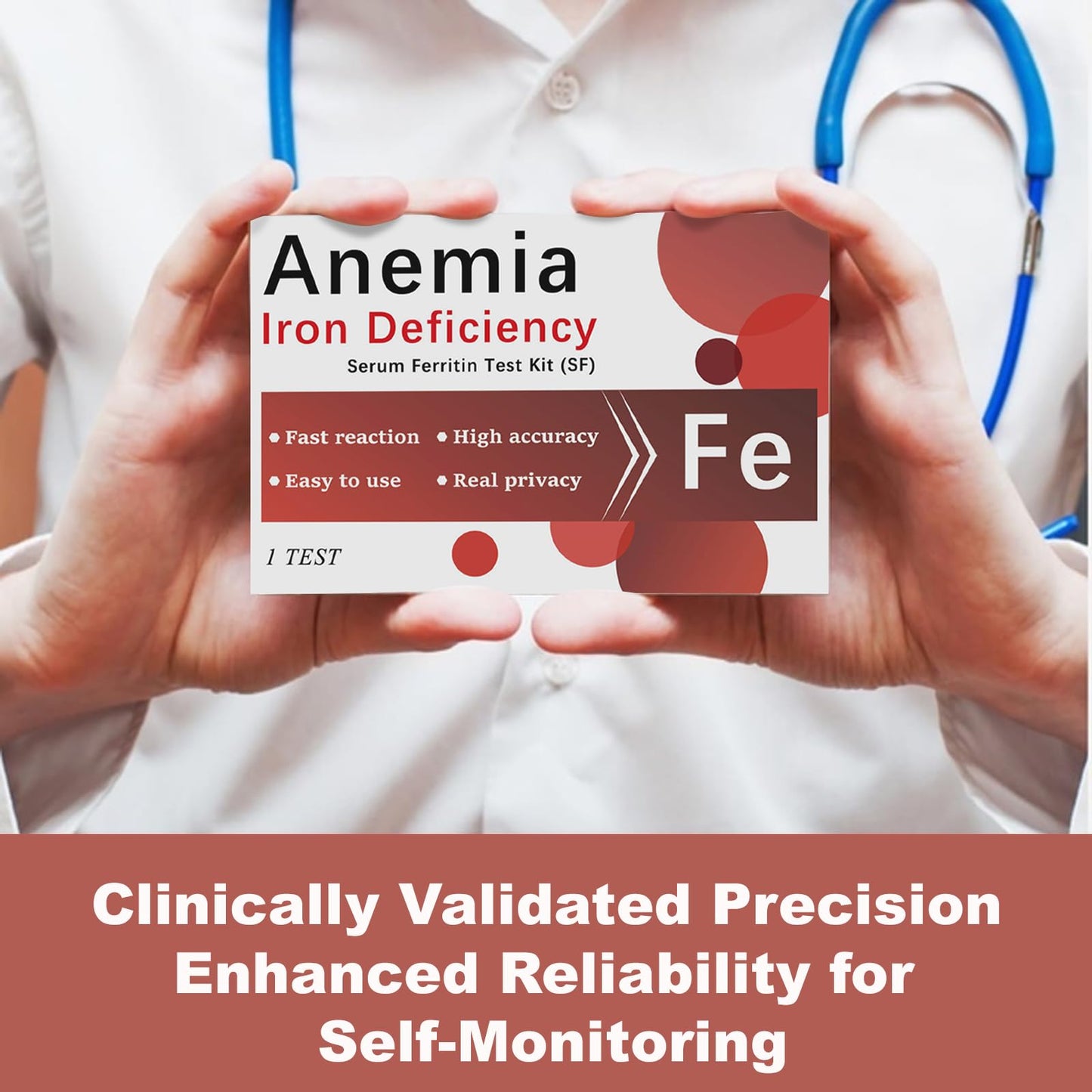 Iron Deficiency Test Kit for Home Use | 1 Pack – 5-Minute Ferritin Test, 99.5% Accurate