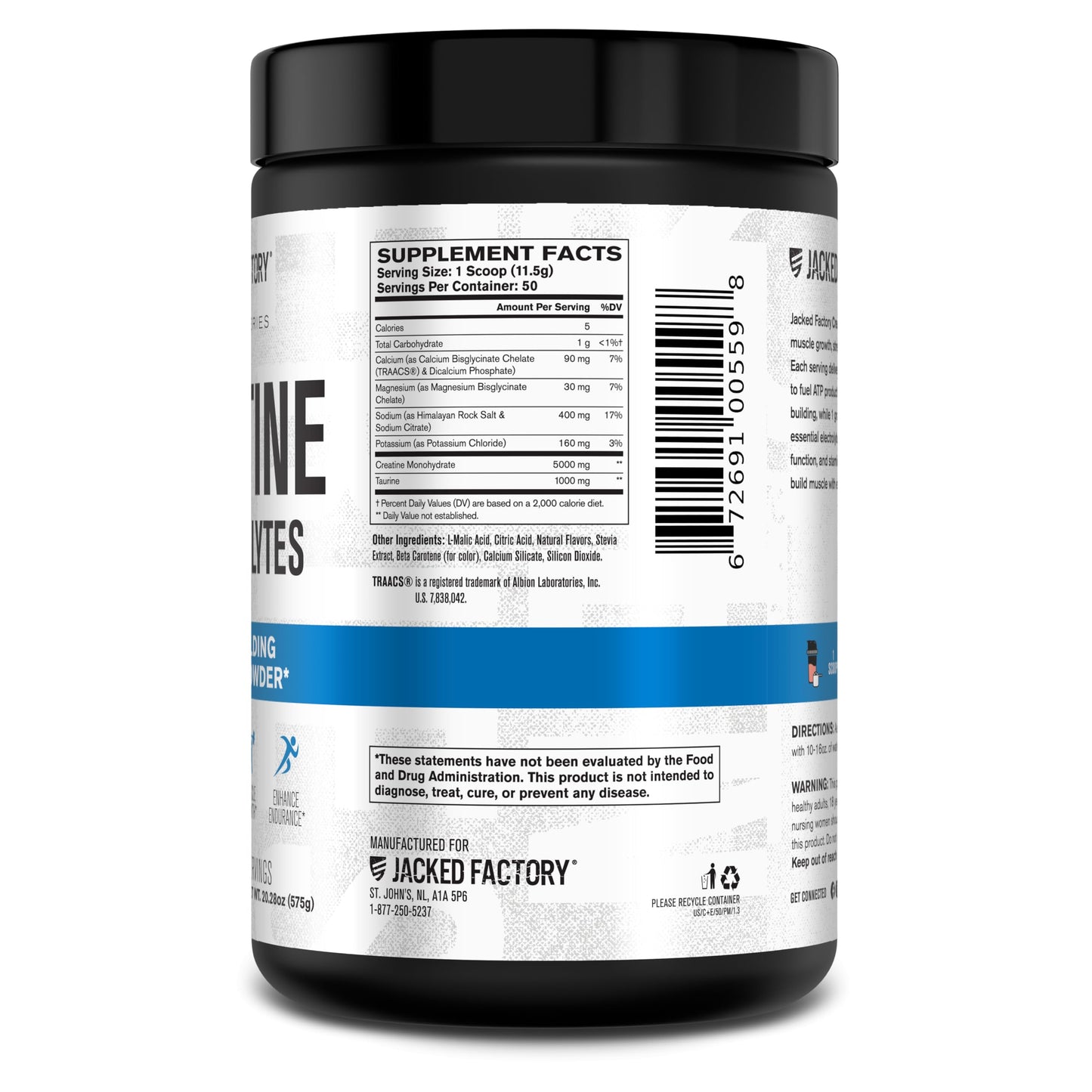 Jacked Factory Creatine + Electrolytes – 50 Servings, Blue Raspberry
