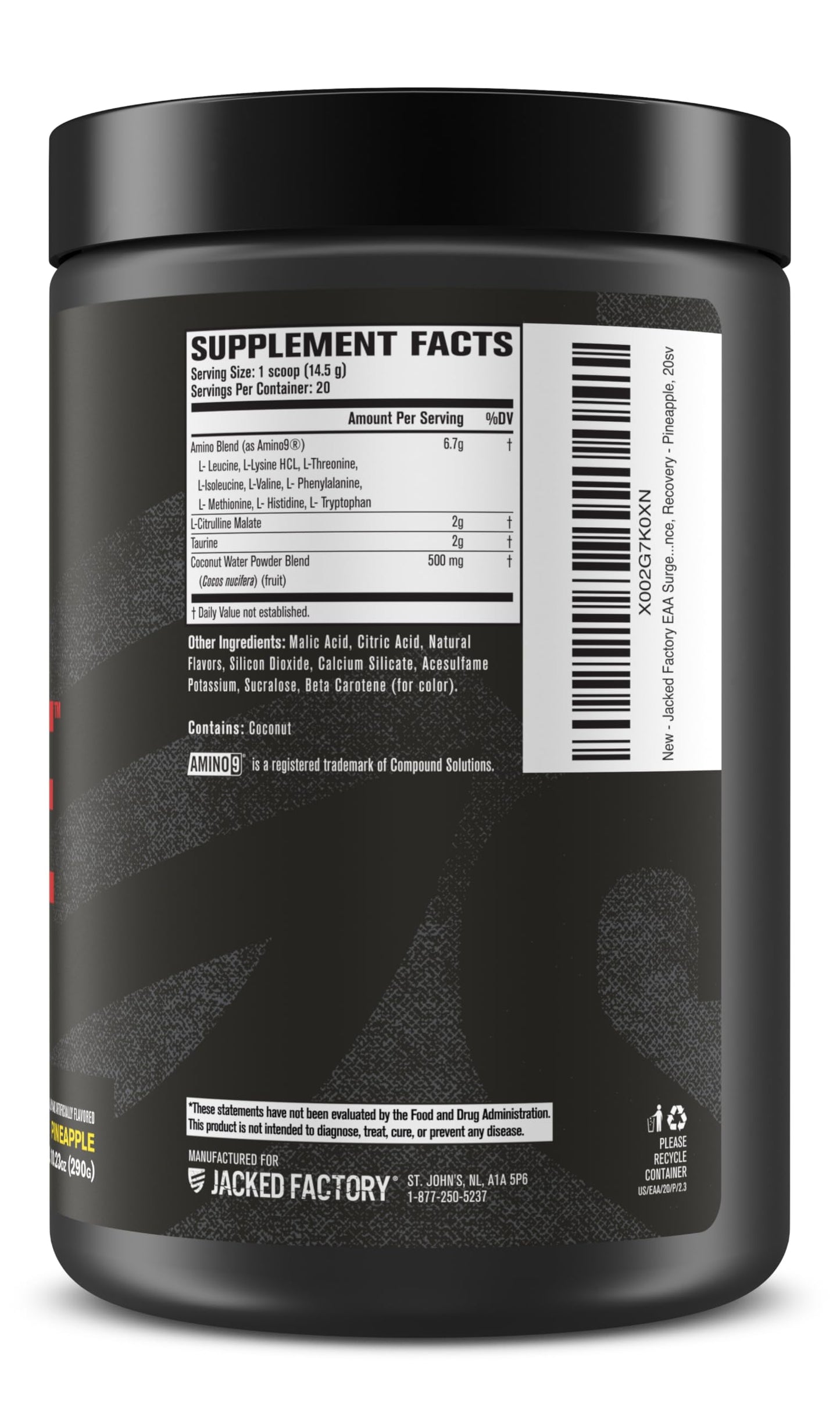 Jacked Factory EAA Surge – Essential Amino Acids Powder (EAAs & BCAAs) – Pineapple
