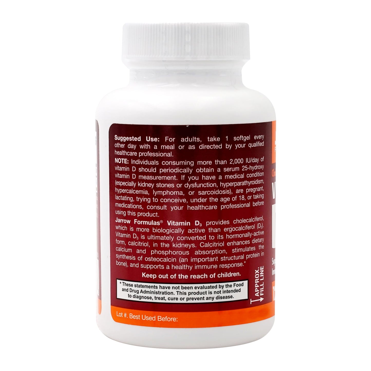 Jarrow Formulas Vitamin D3 5000 IU – 100 Softgels, Pack of 2 | Immune & Bone Support