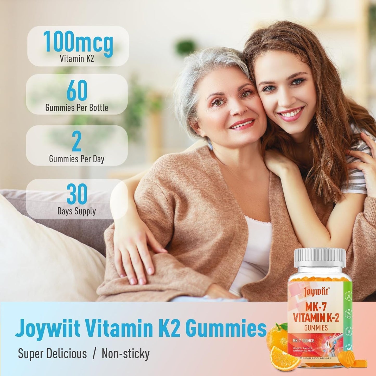 Joywiit Vitamin K2 MK-7 Gummies 100mcg – Extra Strength, Vegan
