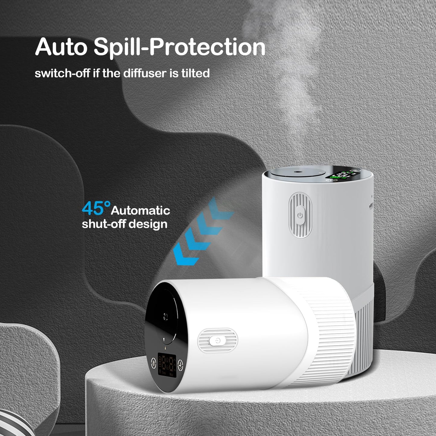 JUJSEN Waterless Diffuser — Battery-Powered Nebulizing Essential Oil Diffuser for Home & Car | 4 Mist Levels, 6H Timers, Auto-Off