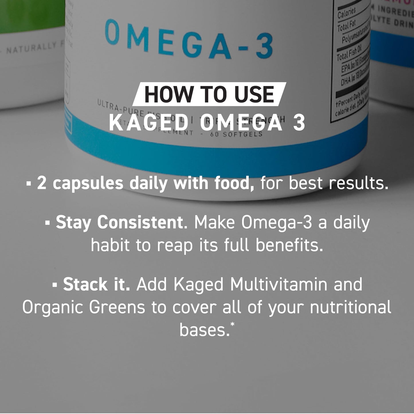 Kaged Omega 3 Softgels – Unflavored Fish Oil, 3000mg Omega-3 (EPA & DHA) | 30 Servings