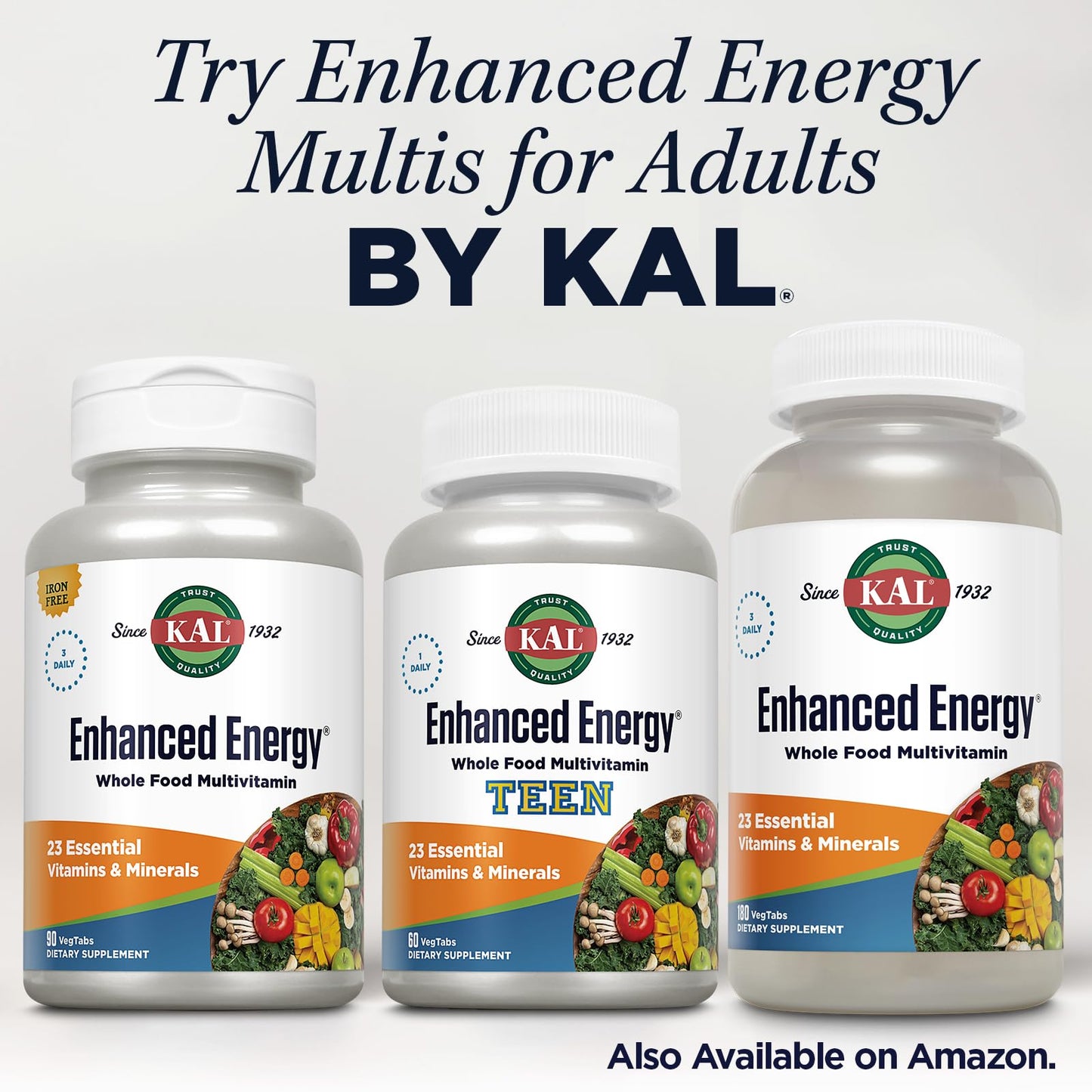 Kal Enhanced Energy for Teens Tablets, 60 Count - Daily Multivitamin