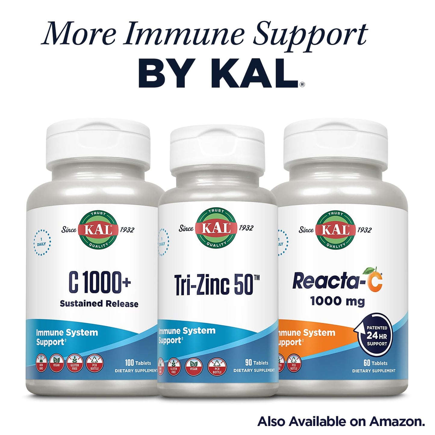 KAL Quercetin Reacta-C Bromelain Immune Support – 60 Tablets, 30 Servings, Vegan, Gluten Free