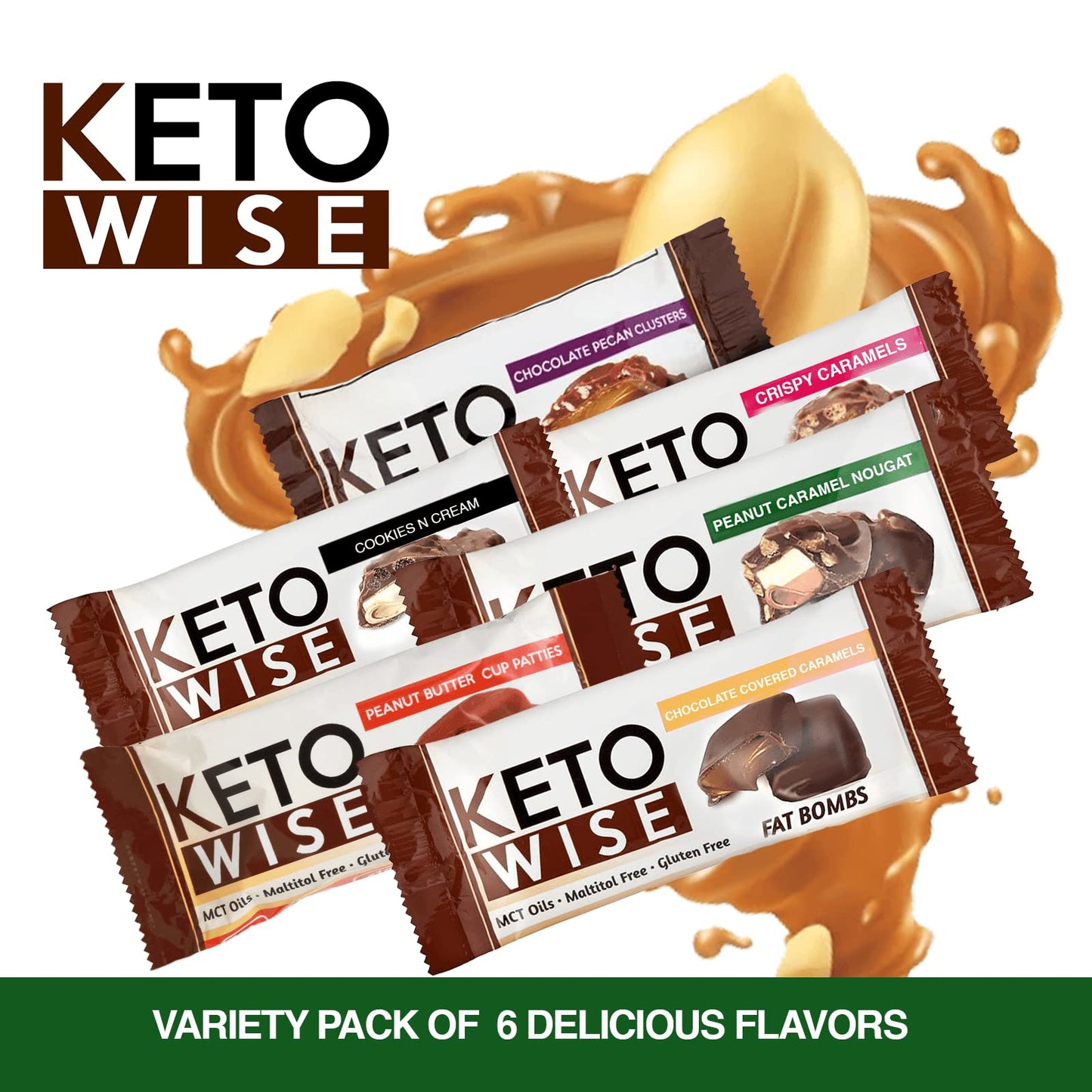 Keto Wise Fat Bombs - Chocolate MCT Oil, Low Carb Snack (Pack of 16)