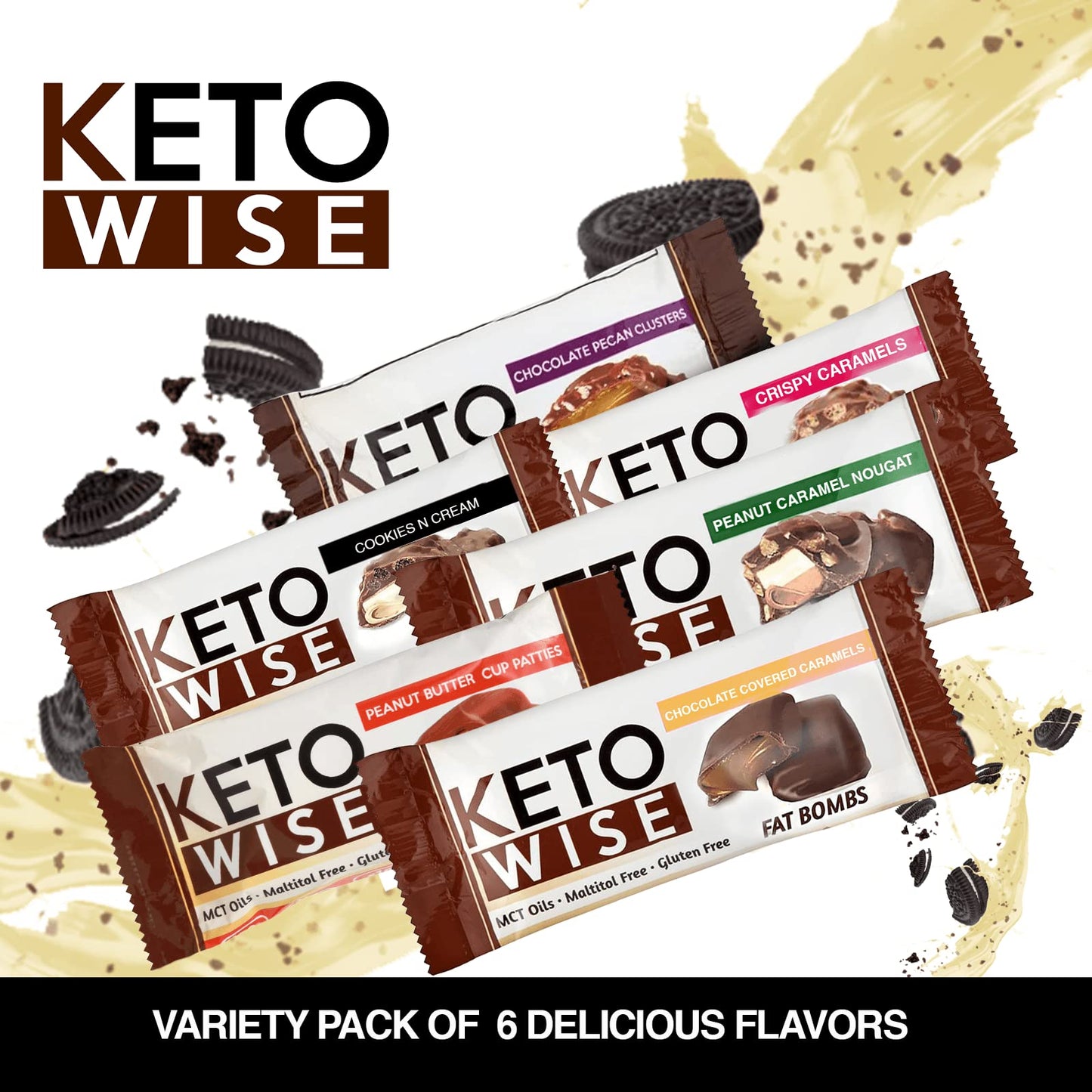 Keto Wise Fat Bombs Cookies N Cream – 16 Count (Pack of 1) | Low-Carb Ketogenic Snack