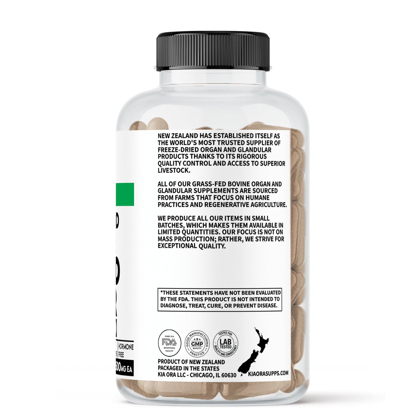 KIA ORA Grass-Fed Bovine Thyroid with Liver Supplement | 90 Capsules | NZ Sourced