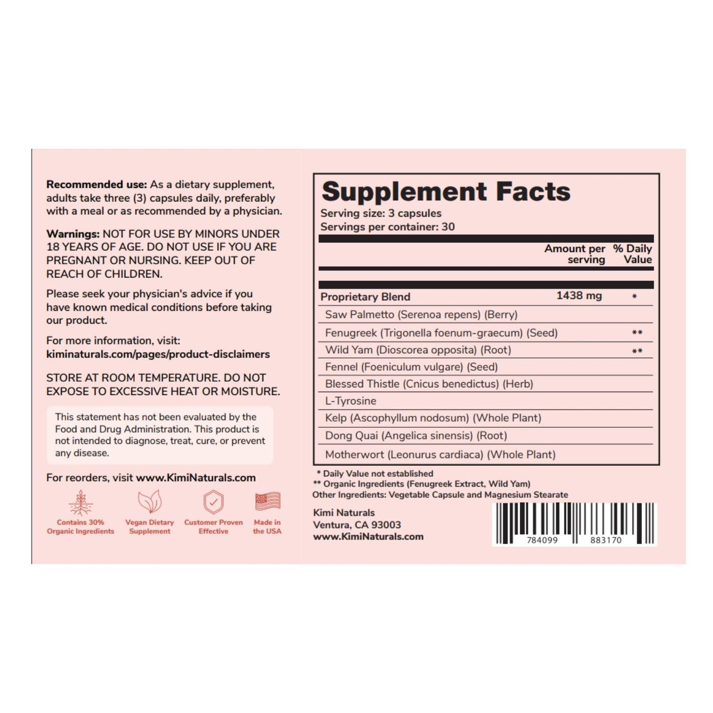 KIMI Naturals Breast Max Plus - Natural Breast Enhancement Pills (90 Capsules)
