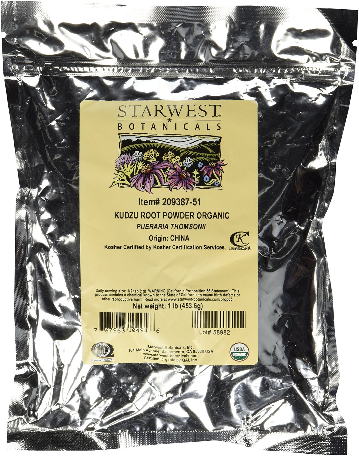 Kudzu Root Powder Organic - Pueraria Thomsonii, 1 lb | Starwest Botanicals BritishVita | Premium UK Vitamins & Wellness Supplements