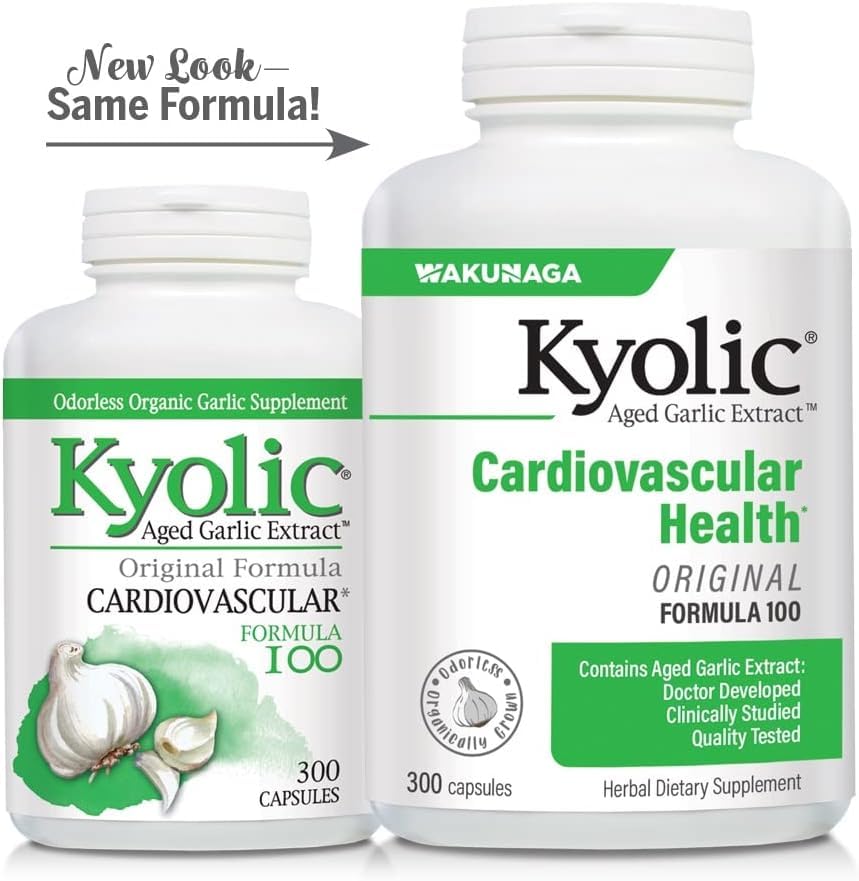Kyolic #100 Kyolic Formula 300 Cap – Odorless Aged Garlic for Cardiovascular Health